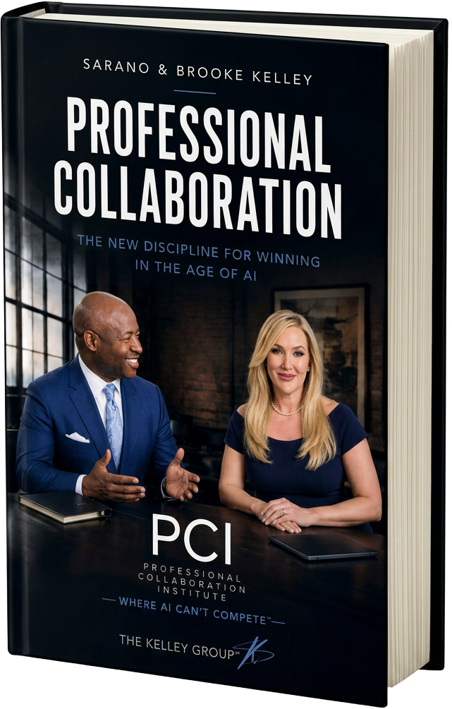 Book cover: Professional Collaboration — The New Discipline for Winning in the Age of AI by Sarano & Brooke Kelley