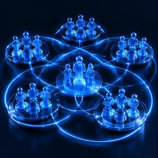 Blue light illustration of professionals collaborating, accompanying the section For Leaders of Professional-Services and Financial-Services Organizations