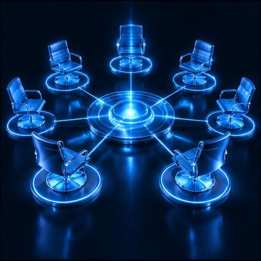 Blue light illustration of professionals collaborating, accompanying the section Coopetition Changes the Conversation