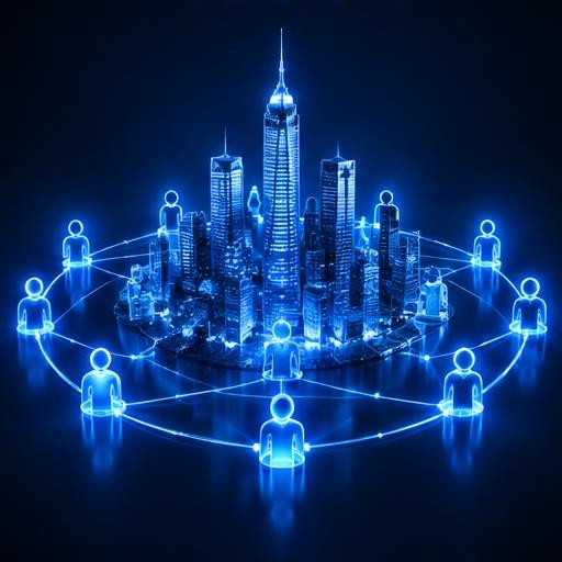 Blue light illustration of professionals collaborating, accompanying the section Build a Community in Your Market