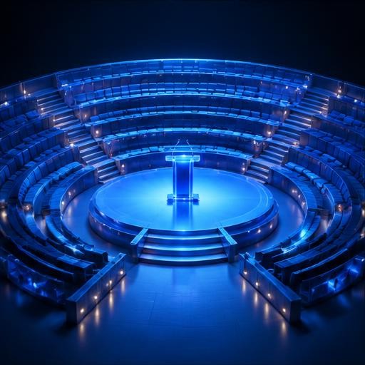 Blue light illustration of professionals collaborating, accompanying the section Who Should Bring the PCI Speaking Tour to Their Market?